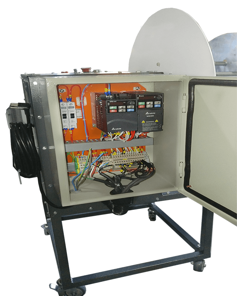 Bobinador de perfis vista painel elétrico